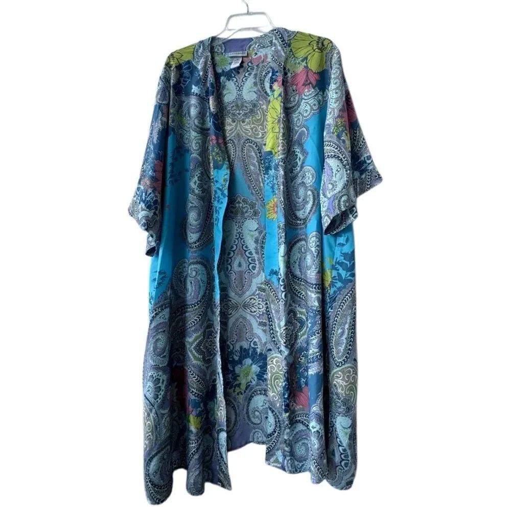 Catherines Open Front Cardigan Kimono Multi Color SZ 2X 22 / 24